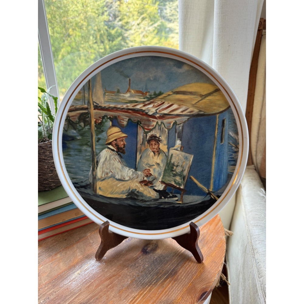 Limoges France Edouard Manet‎ Monet Painting on His Studio Boat Collector Plate